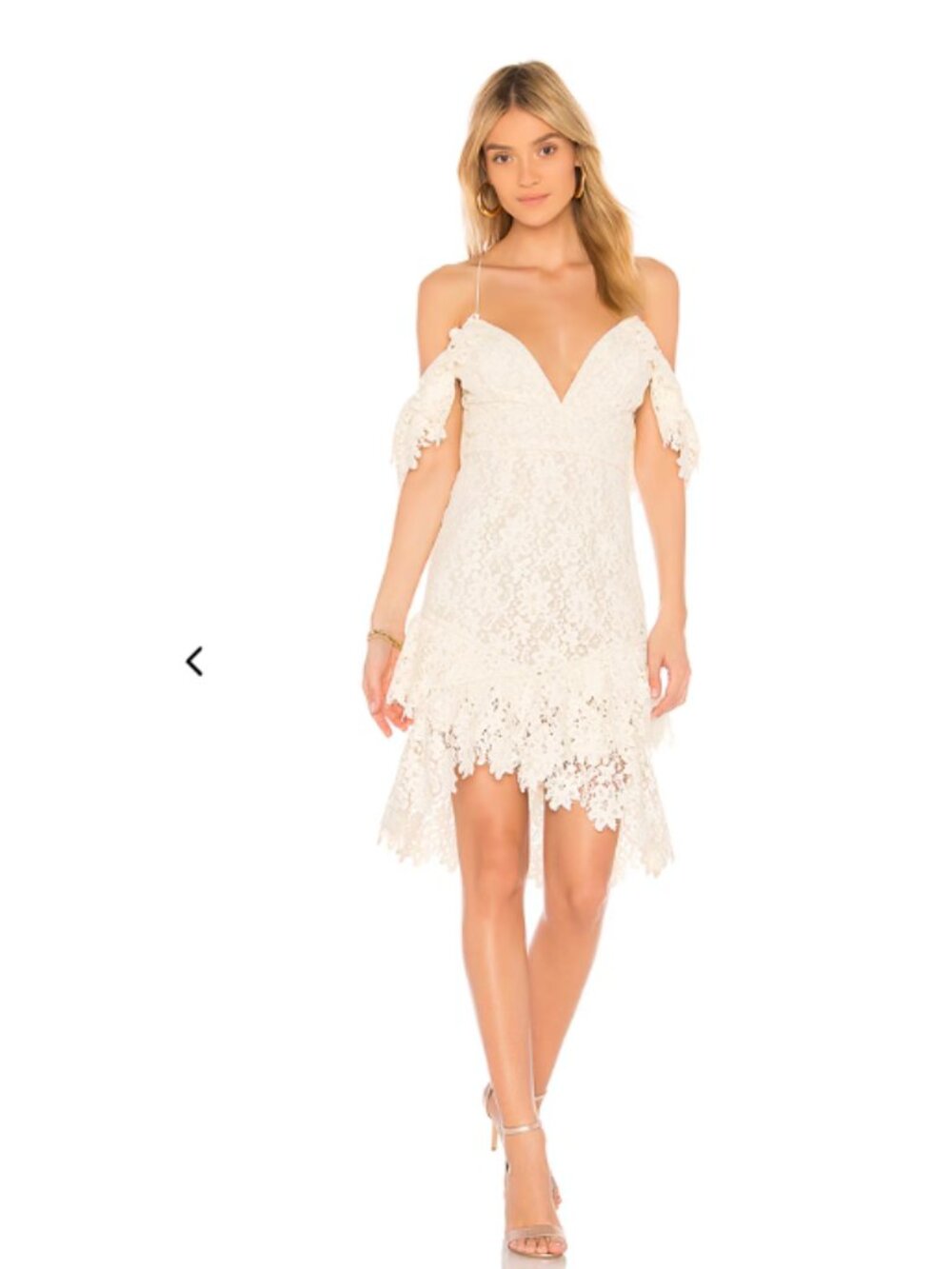 SAYLOR Cream Lace Mini Dress with Floral Appliqué- Dana Dress